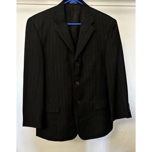 Unlisted Kenneth Cole Three Button Suit jacket Black with Stripes 38S 100% Wool